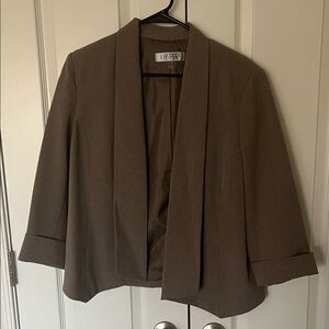 Kasper Taupe Open-Front Shawl Collar Blazer